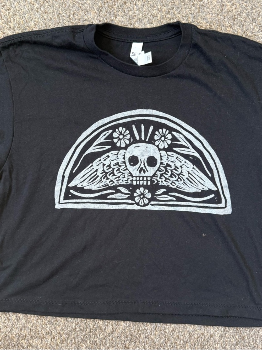 Urban Outfitters Black Tee with White Skull & Wing Graphic